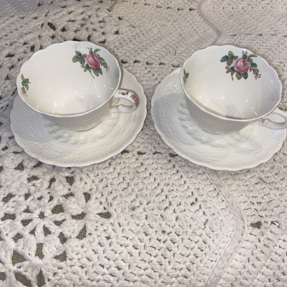 Spode Jewel Copeland  BILLINGSLEY ROSE Tea Cups Saucers Set Of 2 cottagecore 4pc